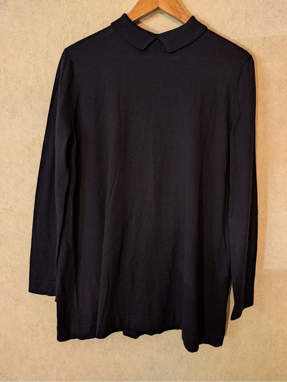 COS black 100% wool peter pan collar sweater sz M